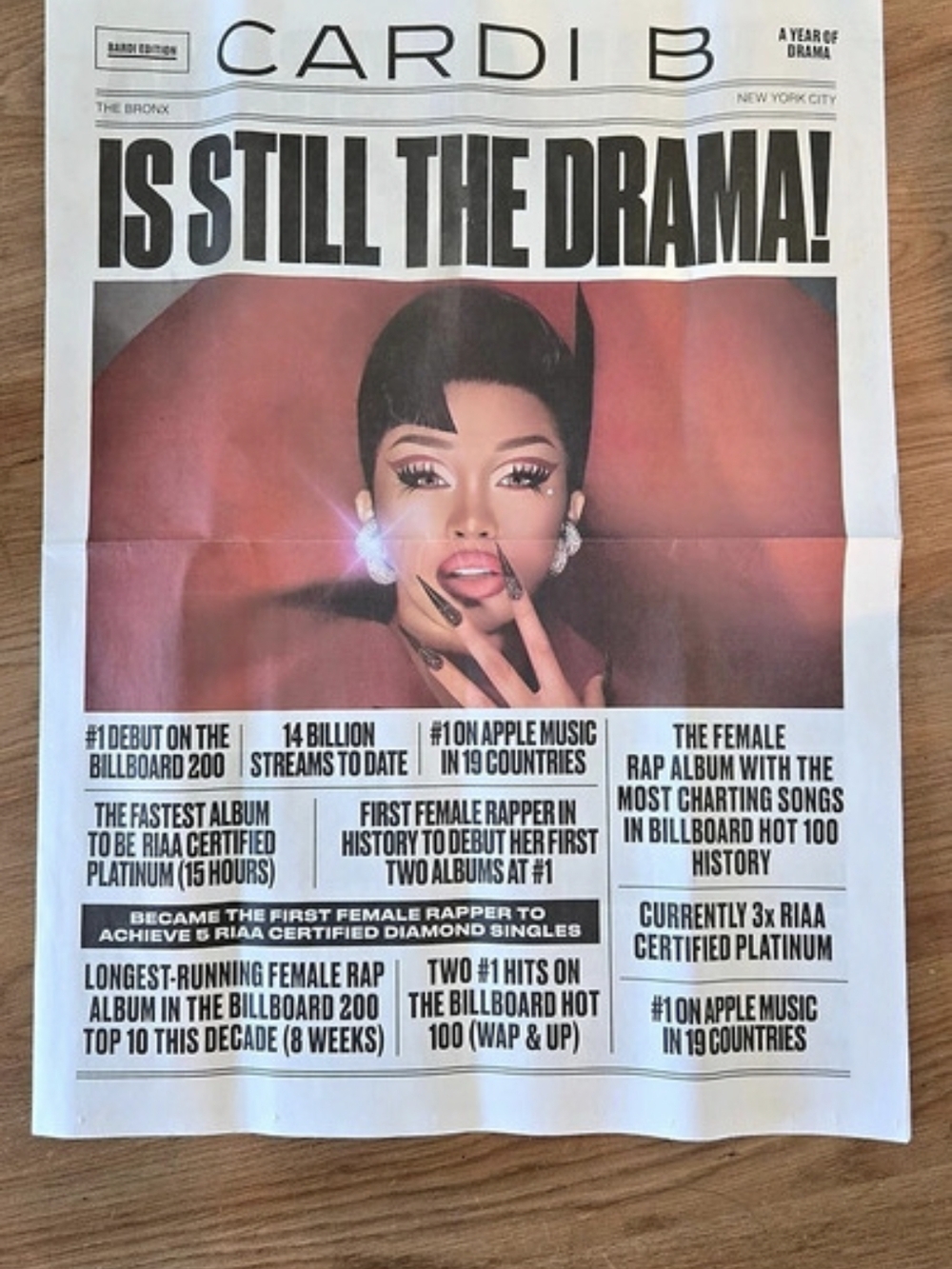 Cardi B Is Still the Drama 1 Year Anniversary Newspaper RARE & COLLECTABLE